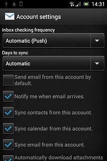 Press the drop down list below Inbox checking frequency.