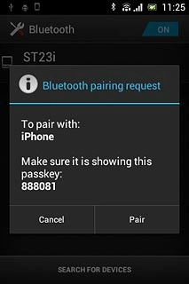 Check that the same access code is displayed on both devices and press Pair.You also need to accept the access code on the other device.The new device is displayed on the list of paired devices.