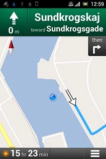 The navigation window with information about your route is displayed.The next route detail is displayed at the top of the display.