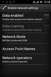 Press Data enabled to activate or deactivate data connections.