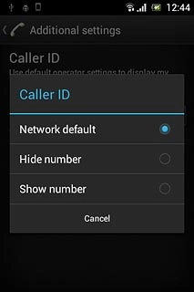 Press Network default, Hide number or Show number.