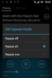 To turn on repeat:Press Repeat all or Repeat one.