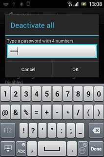 Key in your barring password (default is 0000) and press OK.