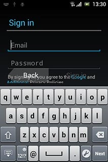 Press Email and key in the email address for your Google account.