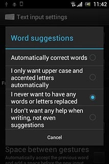Press I never want to have any words or letters replaced.