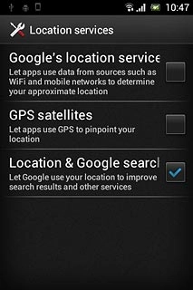 Press Google's location service to turn the function on or off.