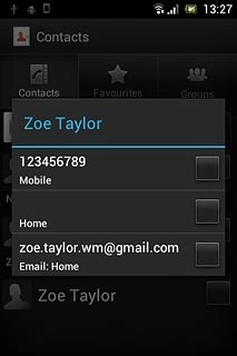 If required, press the required phone number or the required email address.