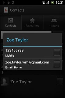 If required, press the required phone number or the required email address.