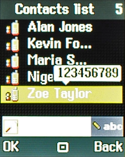Highlight the required contact and press the Navigation key.