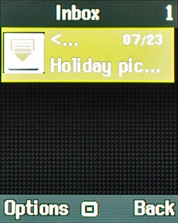 Highlight the required email message and press the Navigation key.