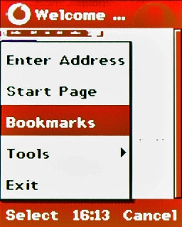 Scroll to Bookmarks and press the Navigation key.