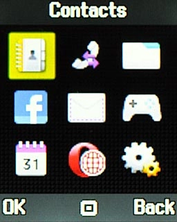 Scroll to Contacts and press the Navigation key.