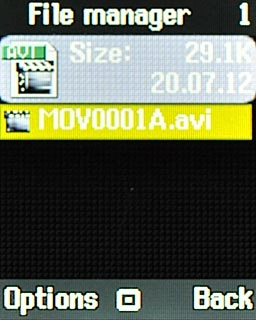 Highlight the required video clip and press the Navigation key.