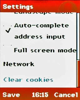Scroll to Clear cookies and press the Navigation key.