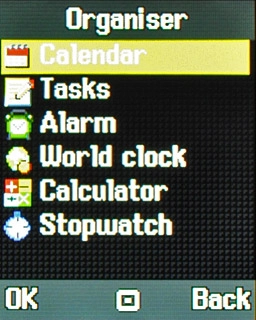 Scroll to Calendar and press the Navigation key.