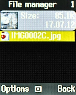 Highlight the required picture and press the Navigation key.