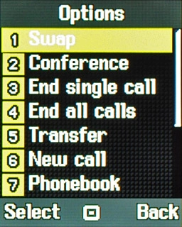 Scroll to Swap and press the Navigation key to swap calls.