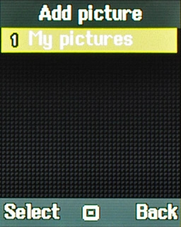 Scroll to My pictures and press the Navigation key.Go to the required folder.