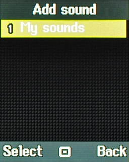 Scroll to My sounds and press the Navigation key.Go to the required folder.