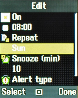Highlight the field below Repeat and press the Navigation key.