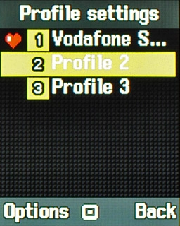 Highlight the required profile and press Options.