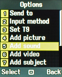 Scroll to Add sound and press the Navigation key.