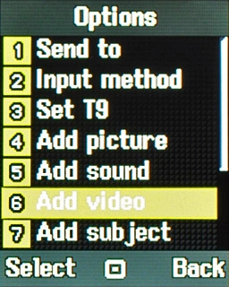 Scroll to Add video and press the Navigation key.