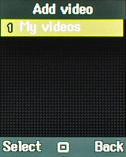 Scroll to My videos and press the Navigation key.Go to the required folder.