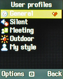 Highlight the current profile and press Options.