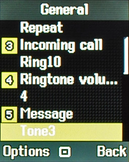 Highlight the field below Message and press the Navigation key.