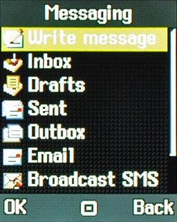 Scroll to Write message and press the Navigation key.