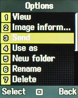 Scroll to Send and press the Navigation key.