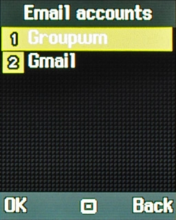Highlight the required email account and press the Navigation key.An email message containing the picture or video clip is created.