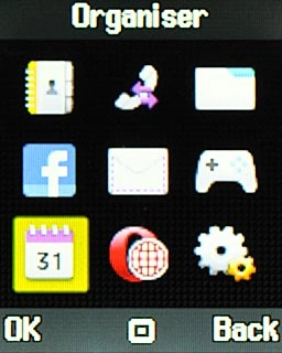 Scroll to Organiser and press the Navigation key.