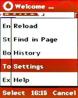 Scroll to Settings and press the Navigation key.