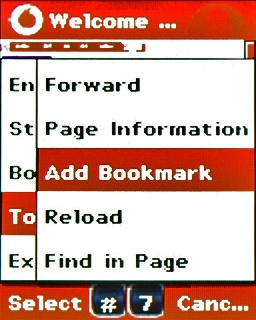 Scroll to Add Bookmark and press the Navigation key.