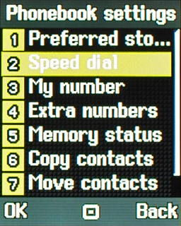 Scroll to Speed dial and press the Navigation key.