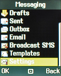 Scroll to Settings and press the Navigation key.