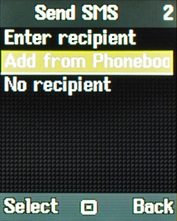 Scroll to Add from Phonebook and press the Navigation key.
