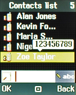 Highlight the required contact and press the Navigation key.