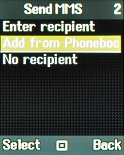 Scroll to Add from Phonebook and press the Navigation key.
