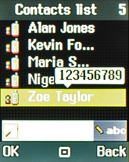 Highlight the required contact and press the Navigation key.
