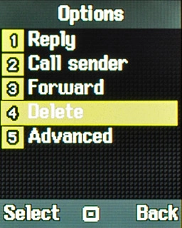 Scroll to Delete and press the Navigation key.