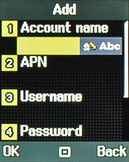 Highlight the field below Account name and key in Vodafone Mail