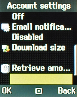 Highlight the field below Retrieve amo... and key in the required number of email messages to be retrieved.