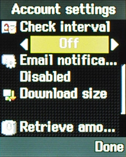 Highlight the field below Check interval and press Navigation key right to select Off or the required period.