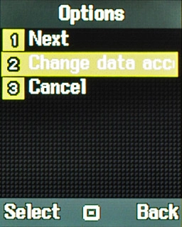 Scroll to Change data account and press the Navigation key.