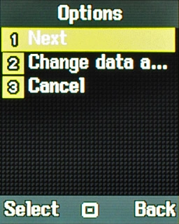 Scroll to Next and press the Navigation key.