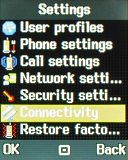 Scroll to Connectivity and press the Navigation key.