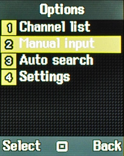 Scroll to Manual input and press the Navigation key.